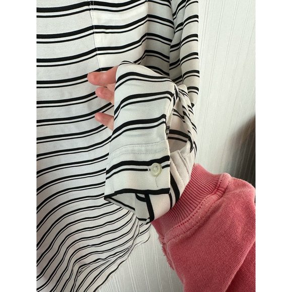 Loft Stripe Blouse Black and White Size LP - Picture 3 of 5